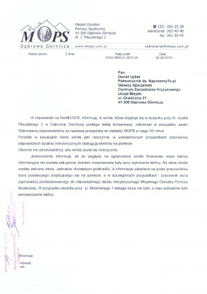 Zdjęcie 1 przedstawia problem zgłoszony w tym alercie