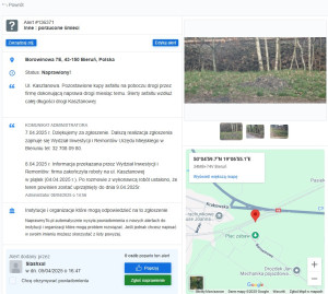 Zdjęcie 1 przedstawia problem zgłoszony w tym alercie
