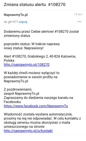 Zdjęcie 5 przedstawia problem zgłoszony w tym alercie