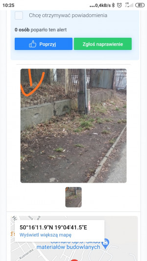 Zdjęcie 1 przedstawia problem zgłoszony w tym alercie