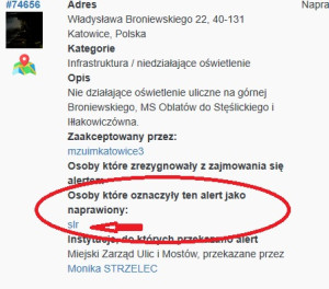 Zdjęcie 2 przedstawia problem zgłoszony w tym alercie