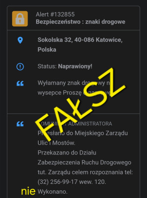 Zdjęcie 3 przedstawia problem zgłoszony w tym alercie